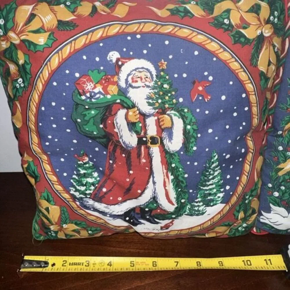 Vintage Christmas Pillows Santa Tree Doves Decorations‎ Ornaments Holly Bows 11